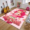 Princess Strawberry Design Area Rug Personalized Name- Non-Slip, Soft & Cozy Floor Mat for Living Room, Office - Indoor/Outdoor Carpet
