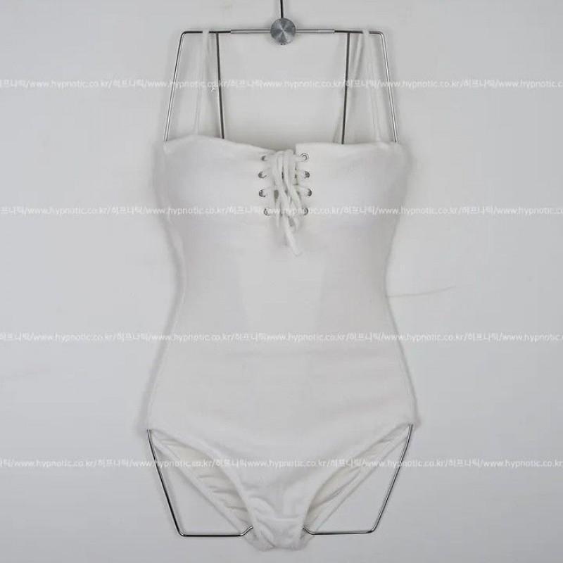 

South Korea Ins Pure Color Strap Simple One-piece Swimsuit Women s High-end Slightly Fat-looking Holiday XL білий