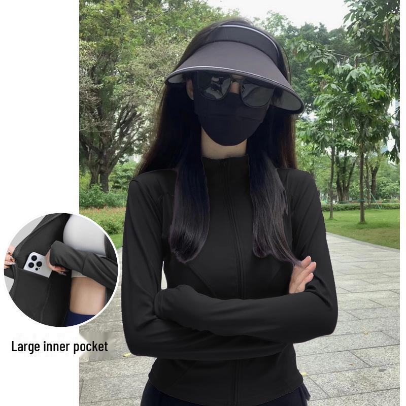 Women's Quick-Dry Long-Sleeve White Outdoor Yoga Jacket – Autumn/Winter, UV Protection