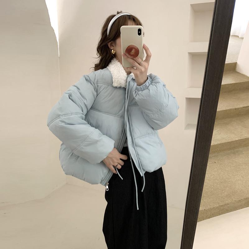 Korean Version of Padded Jacket Lapel Simple Foreign Style Short Age-reducing Warm Bread Clothes Women's Coat