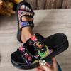 Fashion Women Shoes Mix Color Chunky Platform Slippers Women 2025 Fashion Flowers Non-Slip Sandals Woman Buckle Soft Thick Bottom Slides