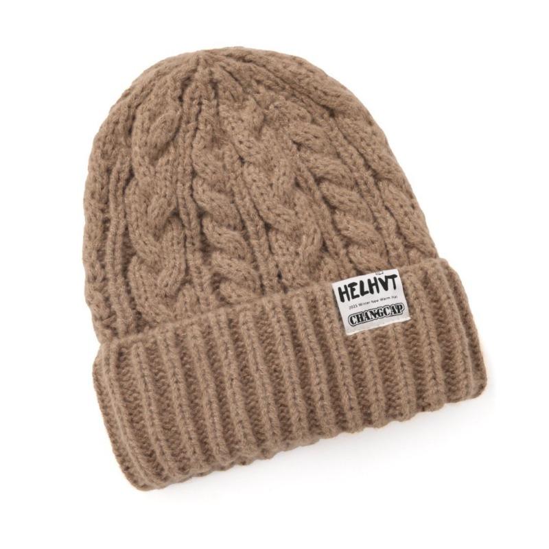 

Маленькая серая шерстяная шапка, женская теплая вязаная шапка на осень и зиму, большой обхват головы, с защитой для ушей, модный головной убор Elastic (54-60) хаки