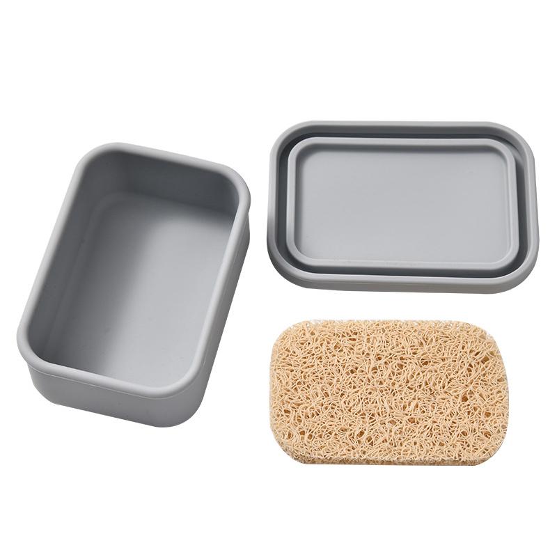 Portable Square Travel Soap Box with Lid Silicone Drain Soap Dish High Quality Self Draining Storage Box Outdoor Travel