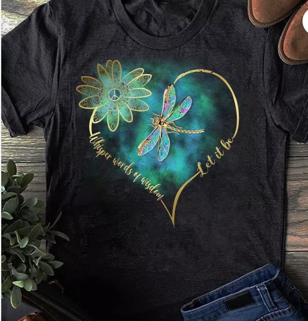 Whisper words of wisdom let peace signal let it be T-Shirt Hippie Shirt Hippi XL