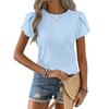 Women's Fashion Eyelet Petal Short-Sleeve T-Shirt Top