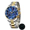 OLEVS Watch Men Popular Wristwatch Quartz Fashion Business Chronograph Stainless Steel Waterproof Date Male Gift Blue