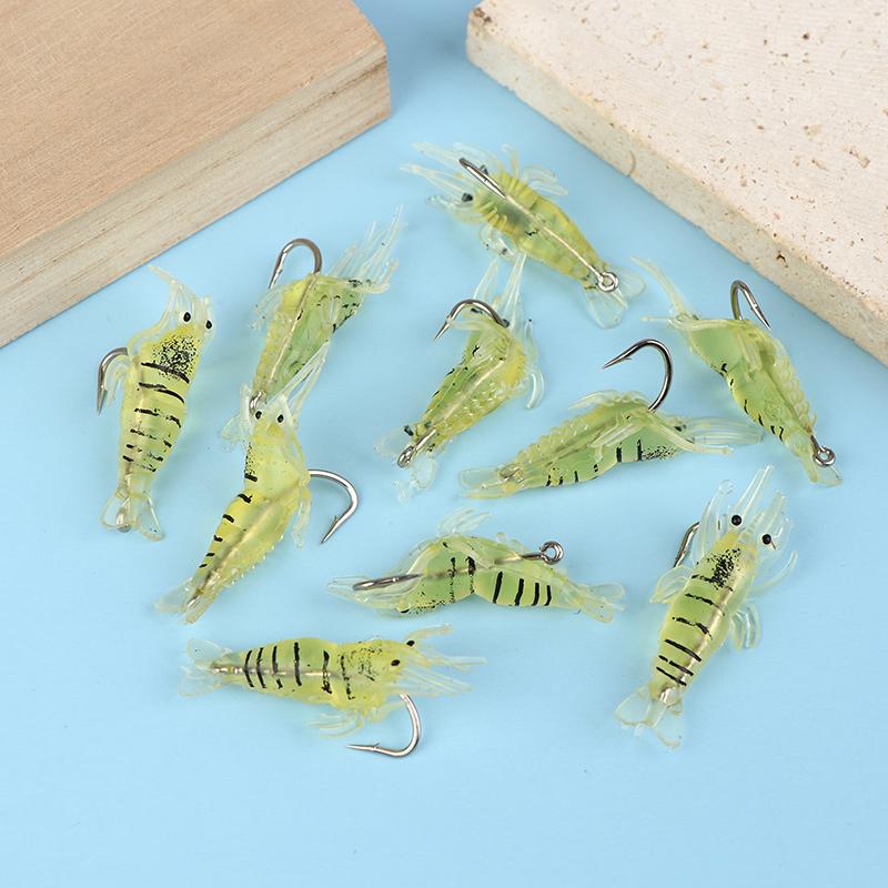 510/20Pcs Goture Shrimp Lures For Freshwater Saltwater, Luminous Shrimp Bait Set With Sharp Hook And Bead
