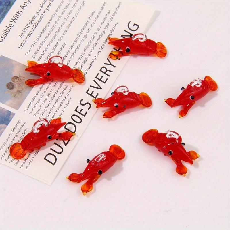 1PC Red Lobster Mini Figurine Pendant Cute Charms Crayfish Prawn Shrimp Tiny Statue Ornaments Aquarium Decor Supplies.