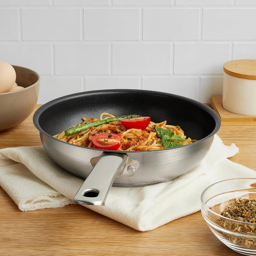 CSK Stainless Steel Pan 10/12 Inch Non-toxic Frying Pan with Nonstick Coating Steel Skillet Induction Compatible Oven Safe