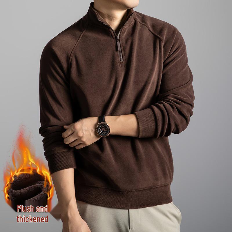 Men's Winter Double-Sided Fleece Half-Zip Long-Sleeve T-Shirt (2025 Collection)