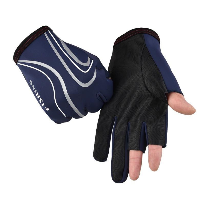 Spring and summer ice silk sunscreen men's gloves leak three fingers fishing breathable high elastic gloves outdoor riding driving gloves