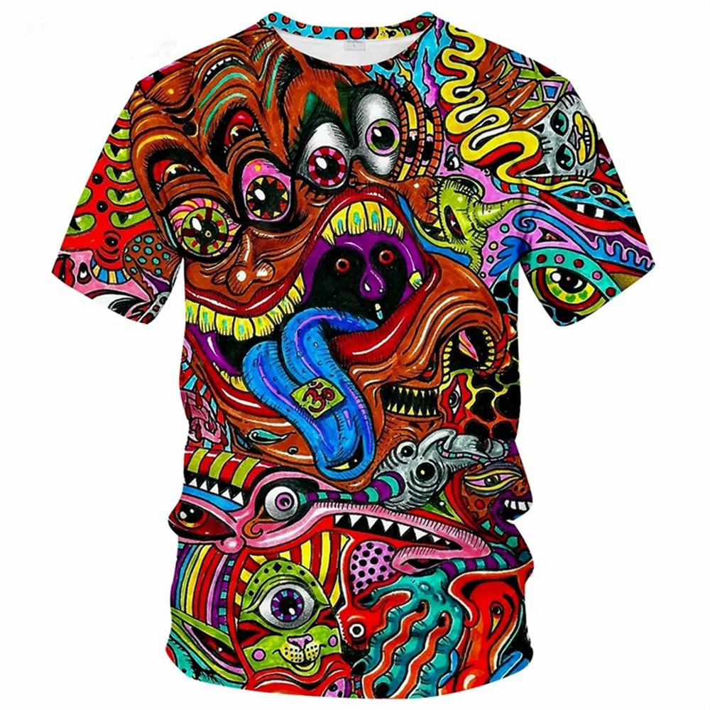 

Summer Colorful Trippy Print T-Shirts O-Neck Short Sleeve Oversized Harajuku Men s and Women s Unisex T-shirts 6XL