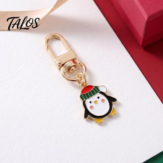 Christmas Party Keychain Cartoon Keychain, Enamel Santa Snowman Elk Snowflake Bag Charm, Holiday Decoration Xmas Theme Pendant for Backpacks Handbags