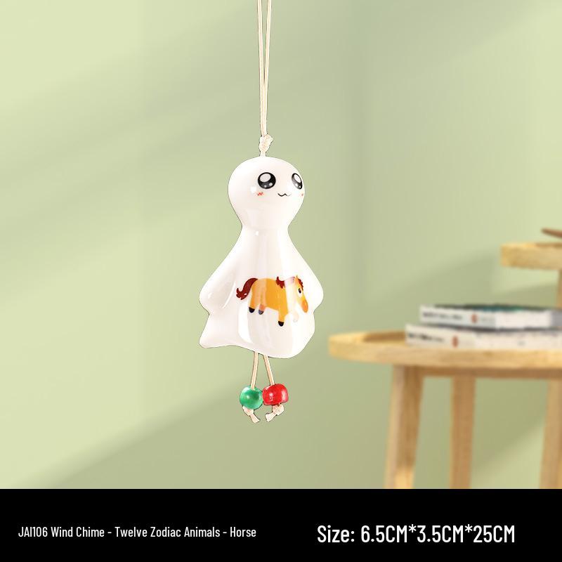 Totoro Ceramic Wind Chime Ornament - Cute Japanese Wall Decor for Girls' Bedroom