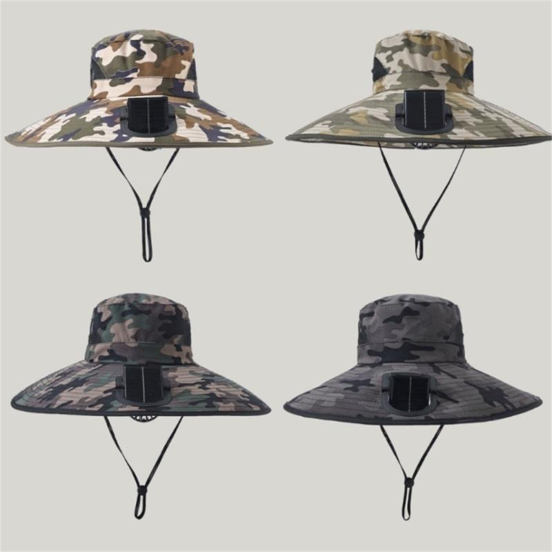 Solar Powered Cooling Hat With Solar Fan Adjustable Fan Breathable Neck Flap For Outdoor Fishing Camping Hiking
