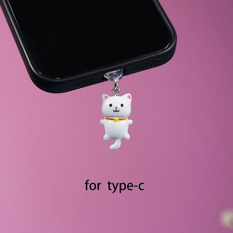 

1Pcs Cute Cartoon Cat Dust Plug Phone Lanyard Type-C Mobile Phone Dust Plugs Universal Charging Port Protectors Dustplugs
