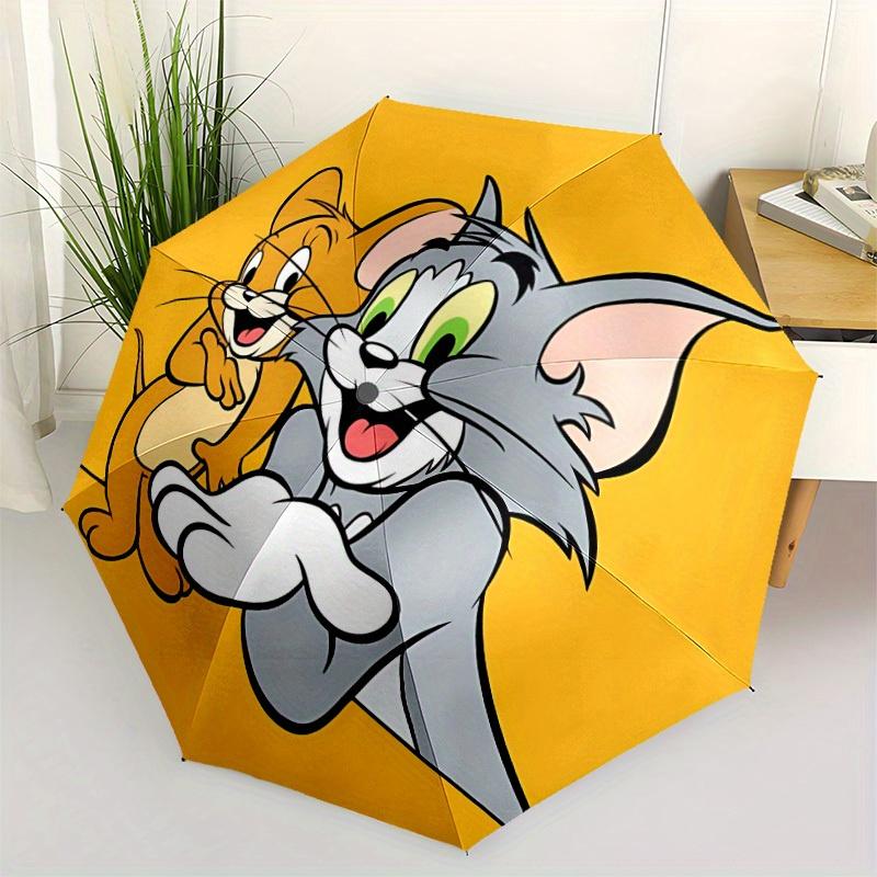 1pc Tom Jerry Friendship Automatic Open/close Umbrella, Heavy-Duty Iron Frame, Folding Portable Design, Travel, Everyday Use166