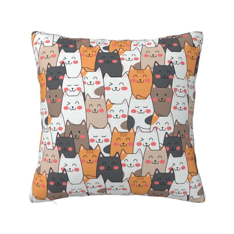 Colorful Cartoon Kitten Cat Throw Pillow Case Home Decorative Luxury Cushions Cover For Sofa Car Square Polyester Pillowcase