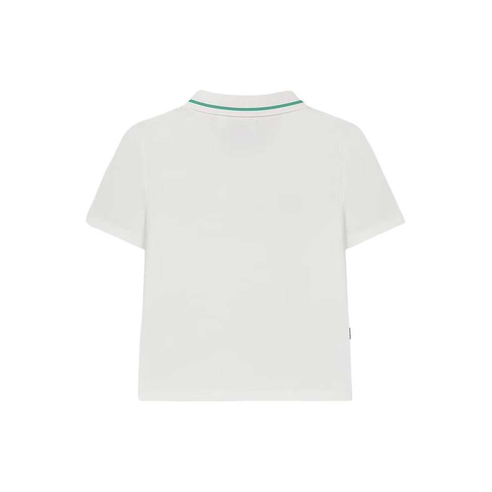 FILA Color Block Short Sleeve Polo Shirt Women tops Cloud-White F11W419104F-WT