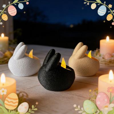 Easter Bunny Candle Holder with LED Candle Mini Rabbit Candle Stand Candlestick Table