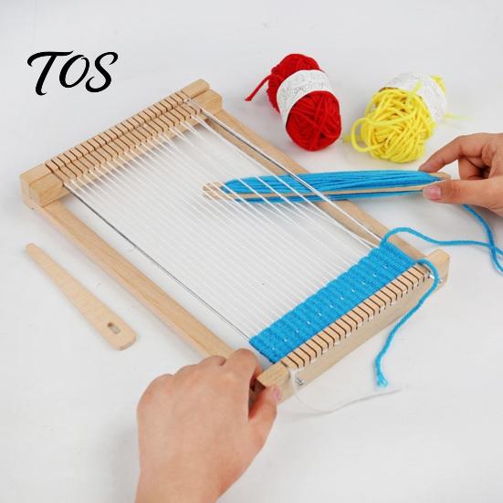 Portable Weaving Loom Wooden Kit for Kids, Small Knitting with 2 Shuttles, 4 Shuttles Rolls of Yarn, DIY Tapestry Weave Frame Adult and Beginners