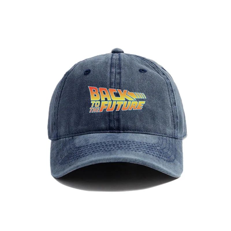 

2025 Back To The Future Baseball Cap Summer Distressed Dad Hats Men Outdoor Adjustable Cotton Caps Outdoor sun protection Adjustable темно-синього кольору