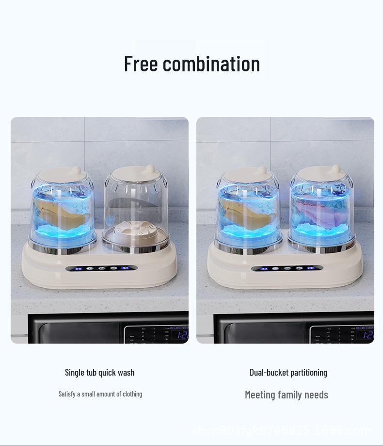 Double-Cup Mini Washing Machine: Compact, No-Installation Washer for Socks, Underwear, and Pants