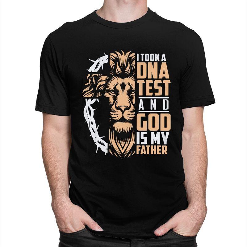 Custom I Took A Dna Test God Is My Father Tshirts for Men Short Sleeve Leisure Tshirt Loose Fit Pure Cotton Tees Gift Idea