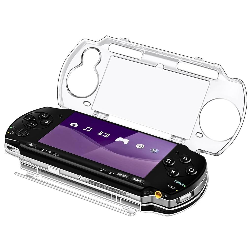 Průhledný pevný obal pro PSP - Plný kryt s průhlednou fólií na displej a držákem, odolný proti nárazům/poškrábání (pro sérii PSP 2000/3000