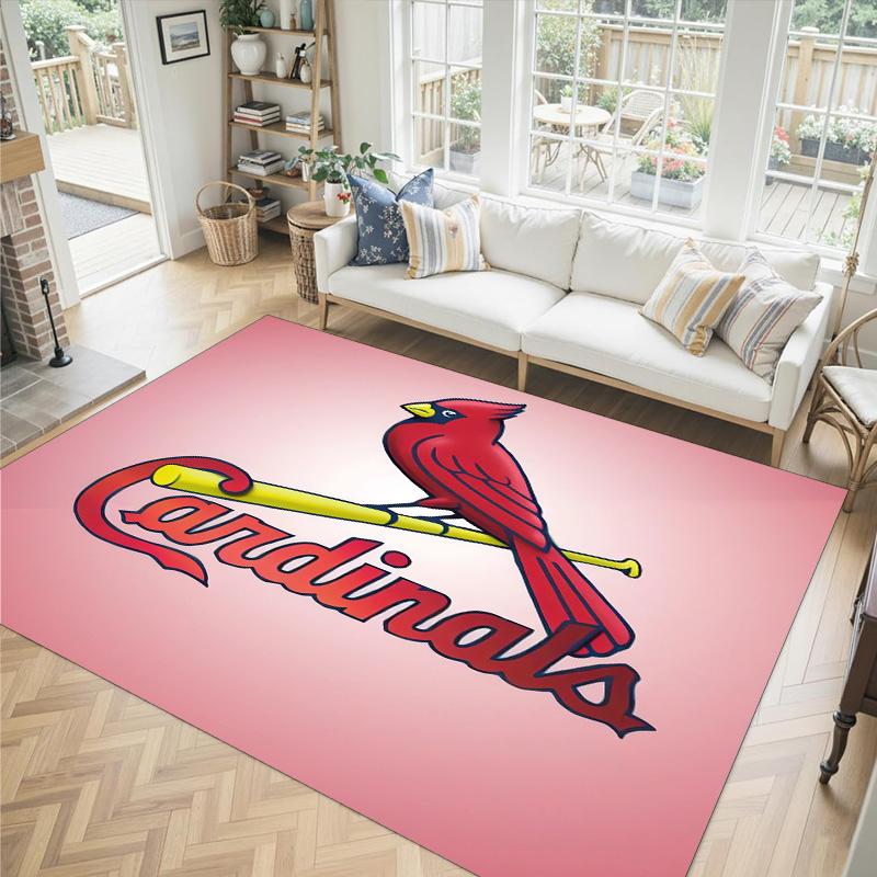 St. Louis Cardinals Design Crystal Velvet Carpet Cozy Non?Slip Printed Rug For Bedroom Living Room Entrance