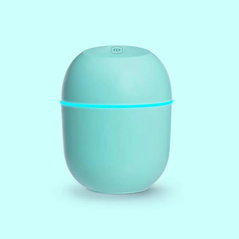 Umidificator USB Silențios Picătură Ou: Design Compact pentru Acasă și Mașină, LED Colorat, Debit Mare de Ceață