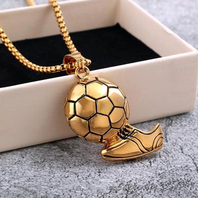 Collana da uomo con ciondolo in acciaio inossidabile retrò Coppa del Mondo di Calcio