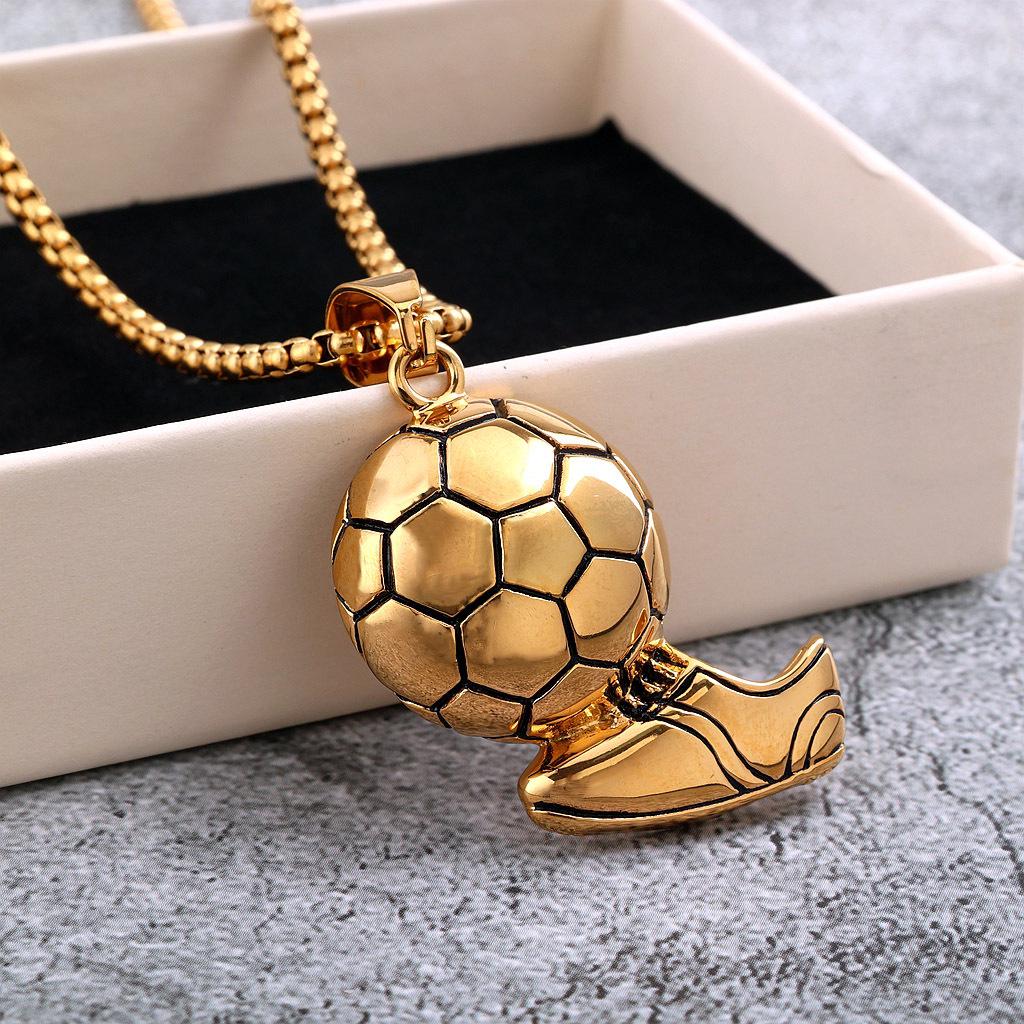 Men's Retro Stainless Steel World Cup Football Pendant Necklace