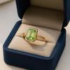 Emerald Cut Green Peridot Stone Gold Plated Ring for Women – Elegant Fashion Jewelry
