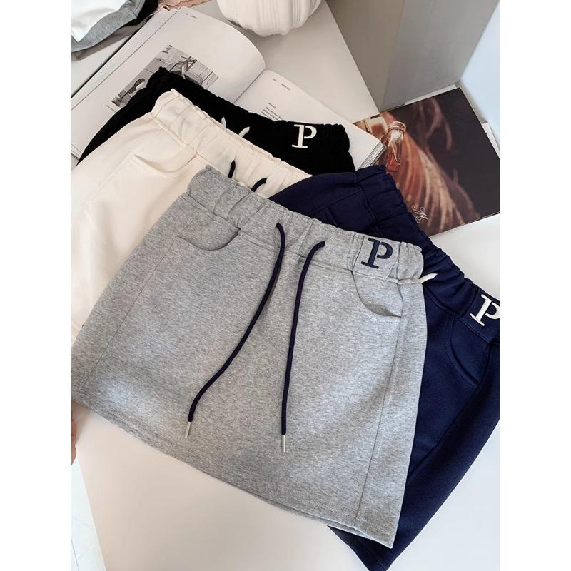 Grey short sports guard culottes women's spring new high-waisted anti-light shorts hip-wrapped A-shaped skirt