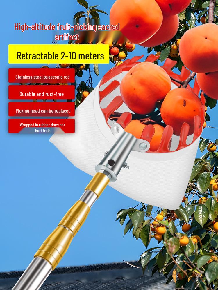 Telescopic Pole Fruit Picker for Persimmon, Loquat, Bayberry, Peach, Plum, Jujube, Apricot, and High-Altitude Harvesting