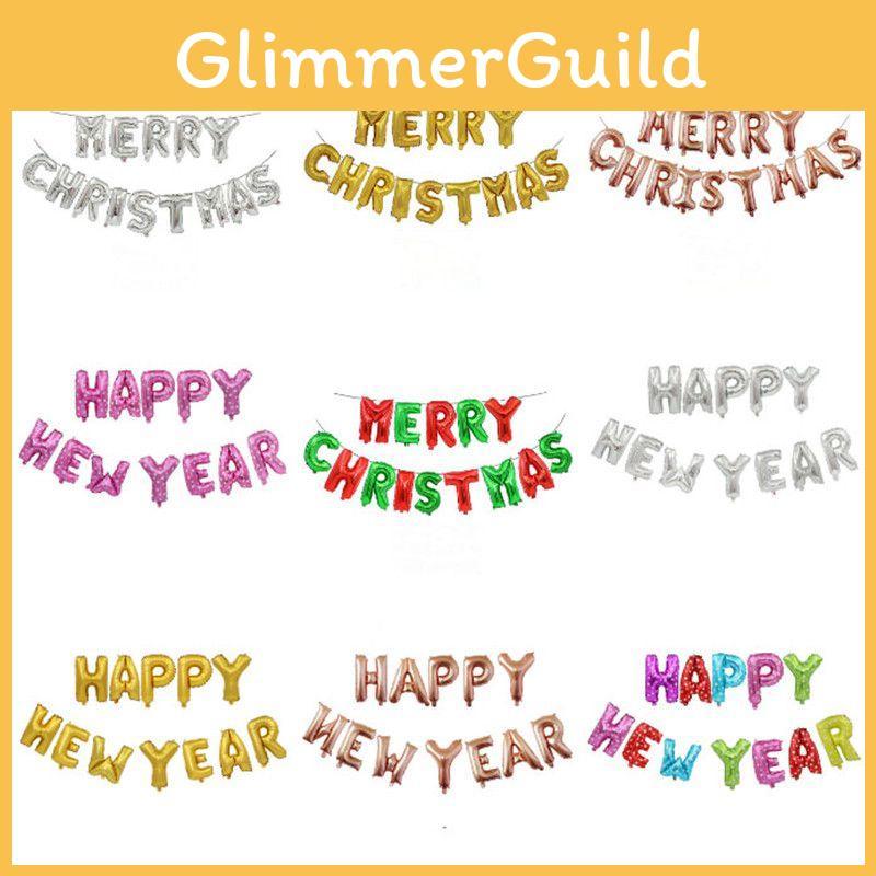 Extra Large Merry Christmas Balloons And Happy New Year Banner For Home Decoration