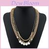Pearl Layered Necklace For Women With Geometric Design And Water Wave Chain For Gifts And Travel