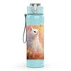 1PC White Cat Floral Soft Art 750ml Color Plastic Sports Water Bottle Leakproof Flip Straw Lid Suitable for Sports Office Home Use