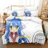 Set Biancheria da Letto Lucky Star Konata Singolo Piazza e Mezza Matrimoniale King Size Set Letto Adulto Bambino Camera da Letto Set Copripiumino Set Lenzuola Anime 3D
