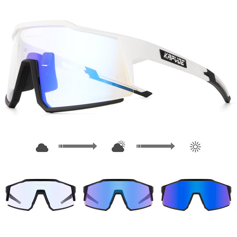 Kapvoe Unisex Color-Changing Cycling Sunglasses – Red-Blue Coated for Mountain & Road Biking