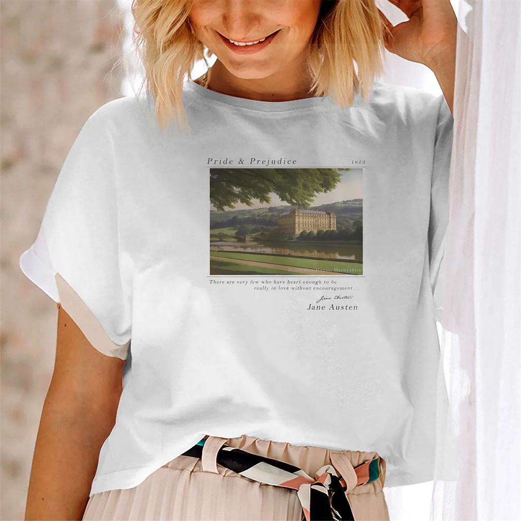 Pride and Prejudice Shirt Pemberley House T-Shirt Mr. Darcy and Elizabeth Bennet Clothing Jane Austen Tee Book Lover T-Shirt