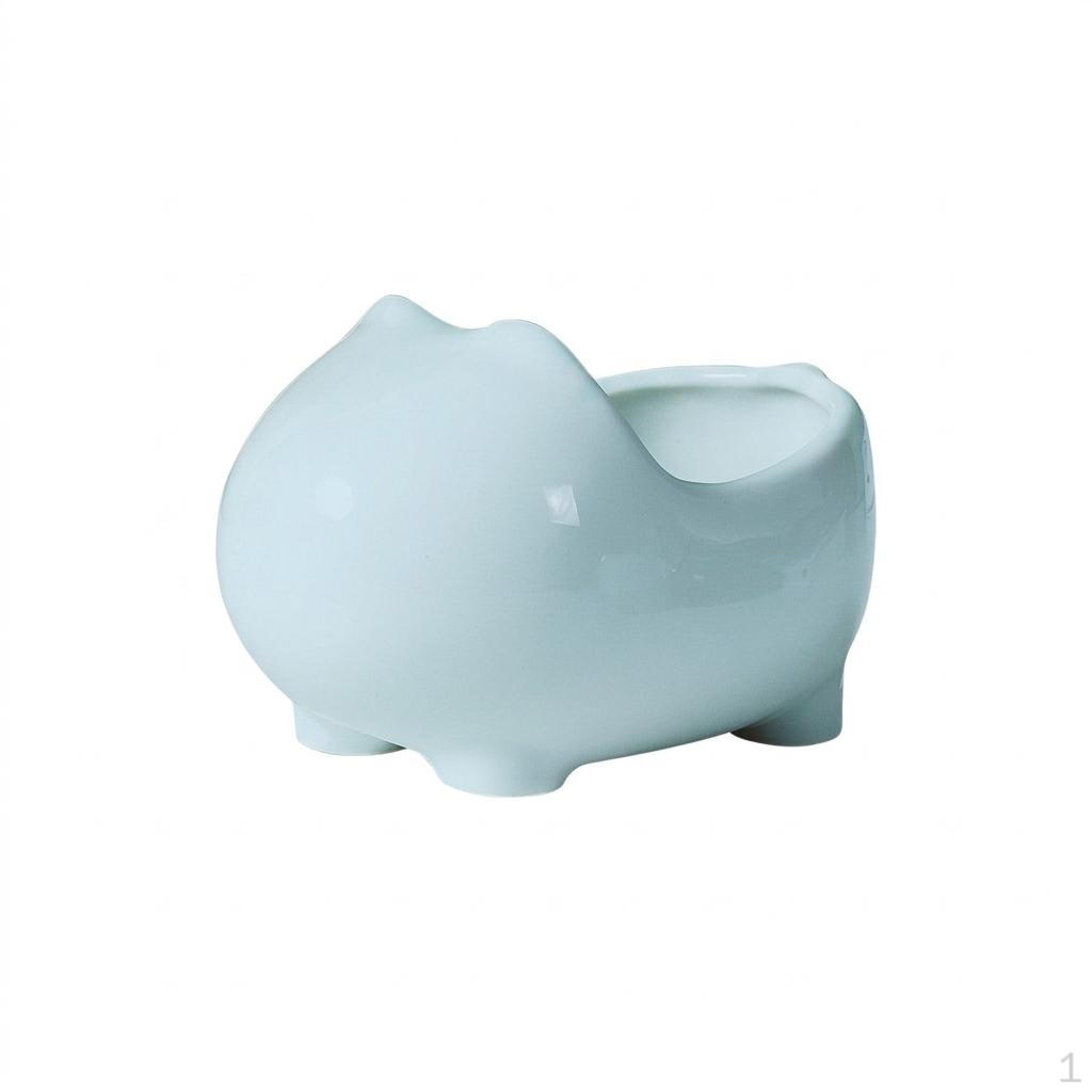 Ceramic Hamster Hideout and Sand Bath, 12cm Bath for Small Pets, Sturdy pale Blue