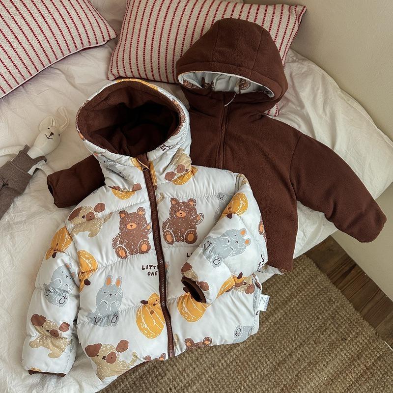 Autumn and Winter Double-sided Down Cotton Jacket, Children's Thick and Plush Children's Clothing, Short Jacket, Jacket