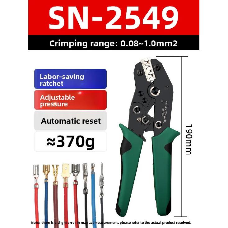 SN-2549 Ratchet Crimping Tool AWG28-18 for Dupont SM2.54 PH2.0 VH3.96 JST Terminals Crimper for Automotive Motorcycle Wiring DIY