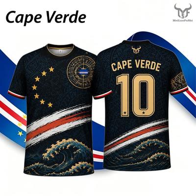 2026 Neues Kap Verde Flagge Bedrucktes T-Shirt Herren und Damen Schnelltrocknend Atmungsaktiv Outdoor Sporttrikot Sommer Lässig Fußball T-Shirt