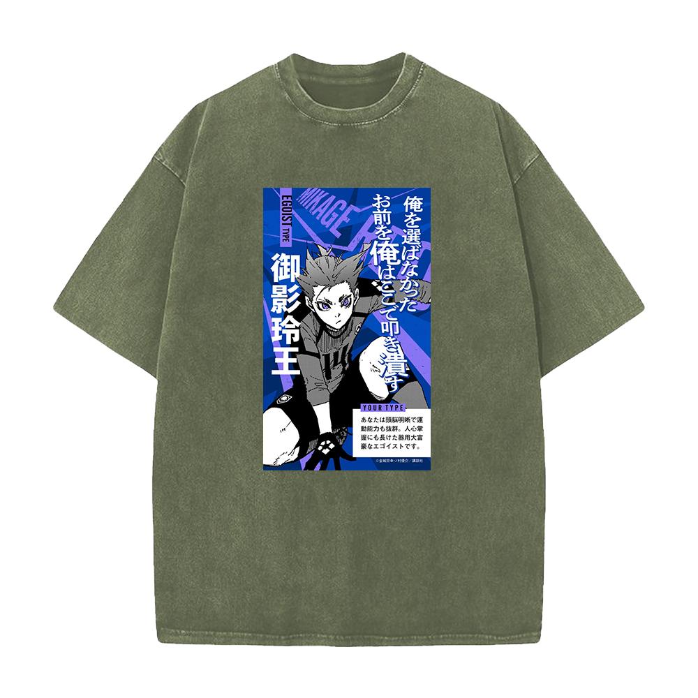 Anime BLUE LOCK Mikage Reo Cool Graphic T Shirt Men Women Cotton Tshirts Casual Oversized Tee Harajuku Male Washed T-shirt