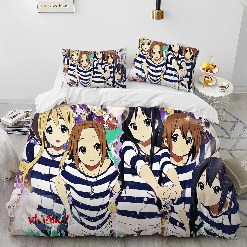 K-ON Kawaii Girls Anime Bedding Set Boys Girls Twin Queen King Size Duvet Cover Pillowcase Bed Boys Adult Home Textileextile