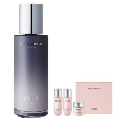 Age Recovery Emulsion 140 ml + Miracle Moisture Miniatur-Basiskosmetik-Set, 3-teilig