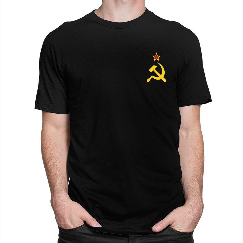 Custom Mens Russian Soviet Flag T Shirts ShortSleeve Cotton Tshirt Leisure CCCP USSR Hammer And Sickle Tee Slim Fit Clothing